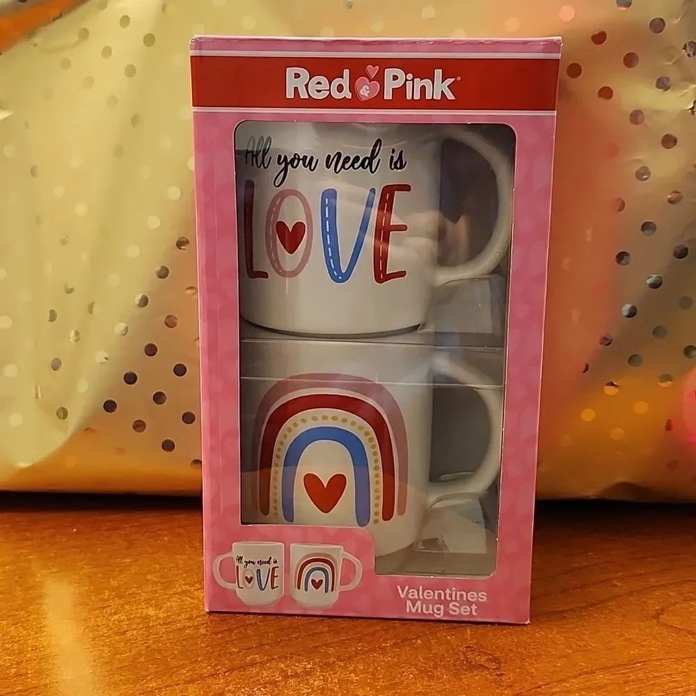 Red Pink Valentine's Mug Set - Picture 2 of 4